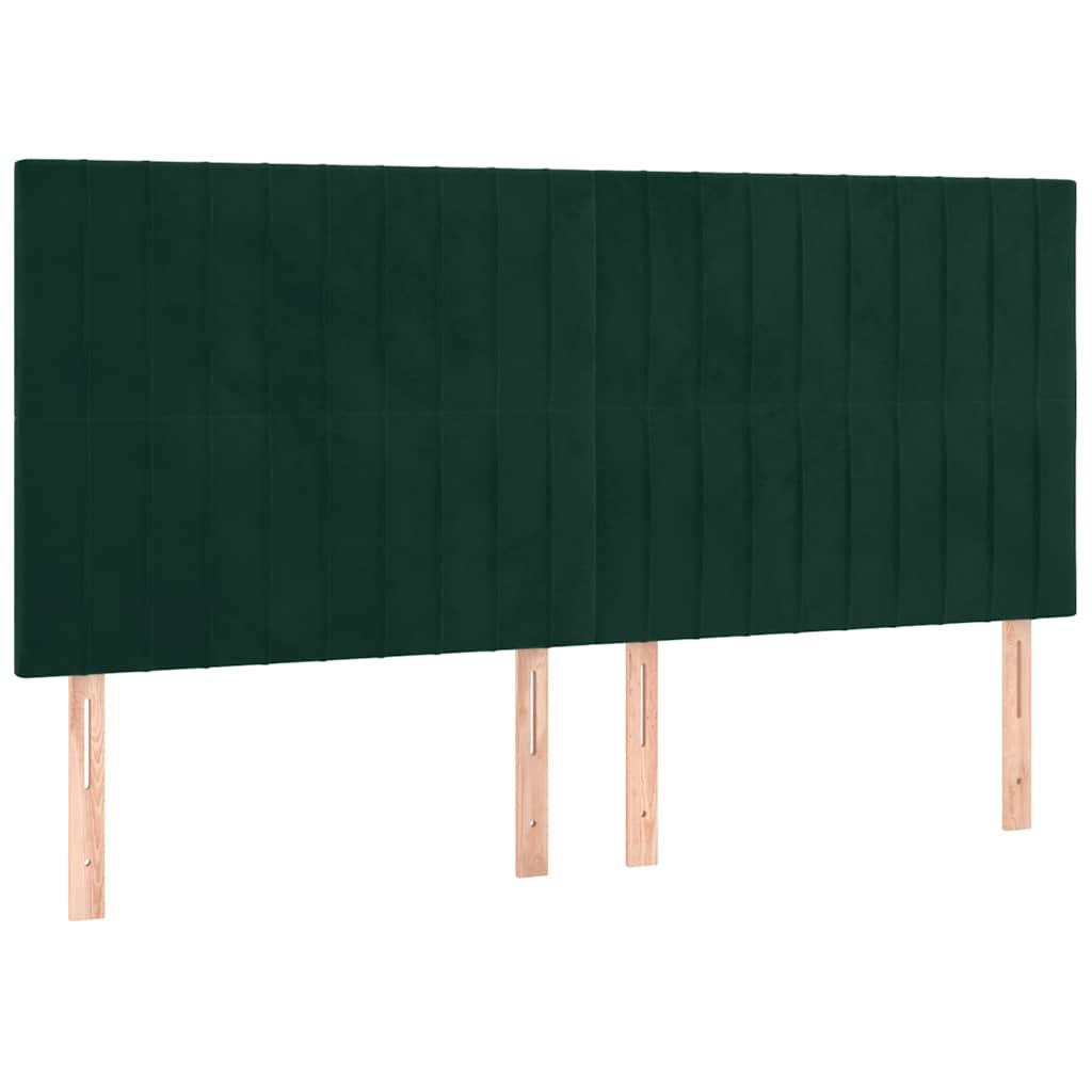 vidaXL Κρεβάτι Boxspring με Στρώμα Σκούρο Πράσινο 200x200εκ. Βελούδινο