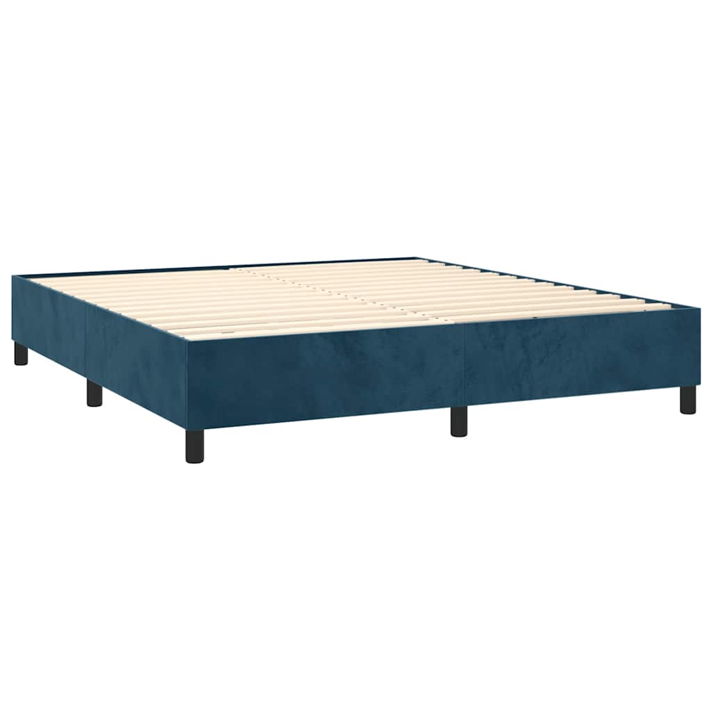 vidaXL Κρεβάτι Boxspring με Στρώμα Σκούρο Μπλε 200x200 εκ. Βελούδινο