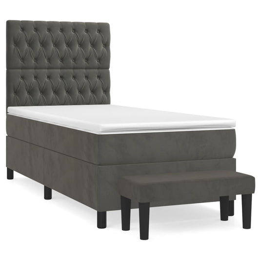 vidaXL Κρεβάτι Boxspring με Στρώμα Σκούρο Γκρι 80x200 εκ. Βελούδινο