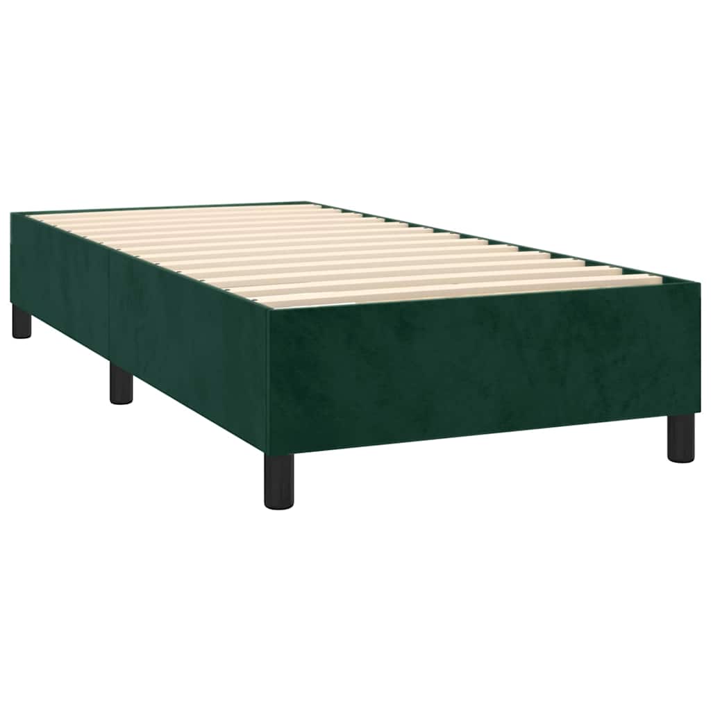 vidaXL Κρεβάτι Boxspring με Στρώμα Σκούρο Πράσινο 80x200 εκ. Βελούδινο