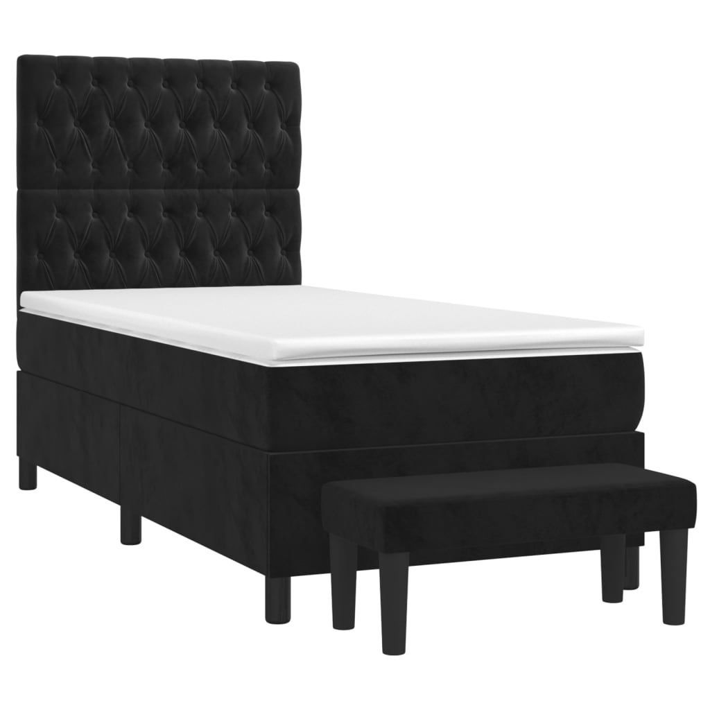 vidaXL Κρεβάτι Boxspring με Στρώμα Μαύρο 90x190 εκ. Βελούδινο