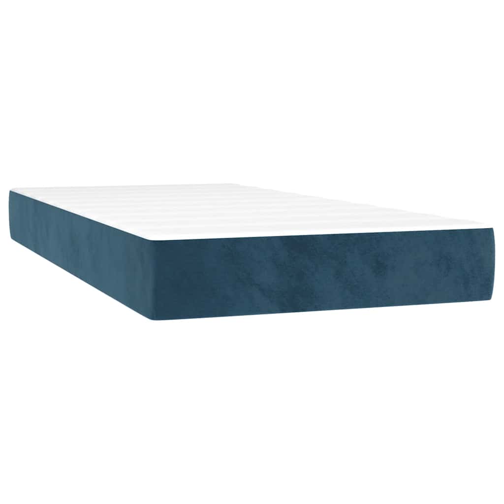 vidaXL Κρεβάτι Boxspring με Στρώμα Σκούρο Μπλε 100x200 εκ. Βελούδινο