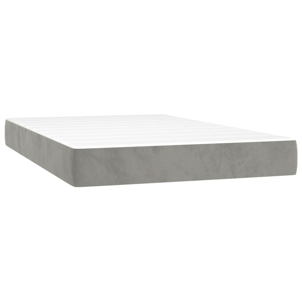vidaXL Κρεβάτι Boxspring με Στρώμα Ανοιχτό Γκρι 120x200 εκ. Βελούδινο