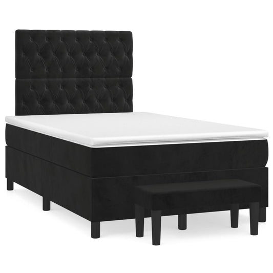 vidaXL Κρεβάτι Boxspring με Στρώμα Μαύρο 120 x 200 εκ. Βελούδινο