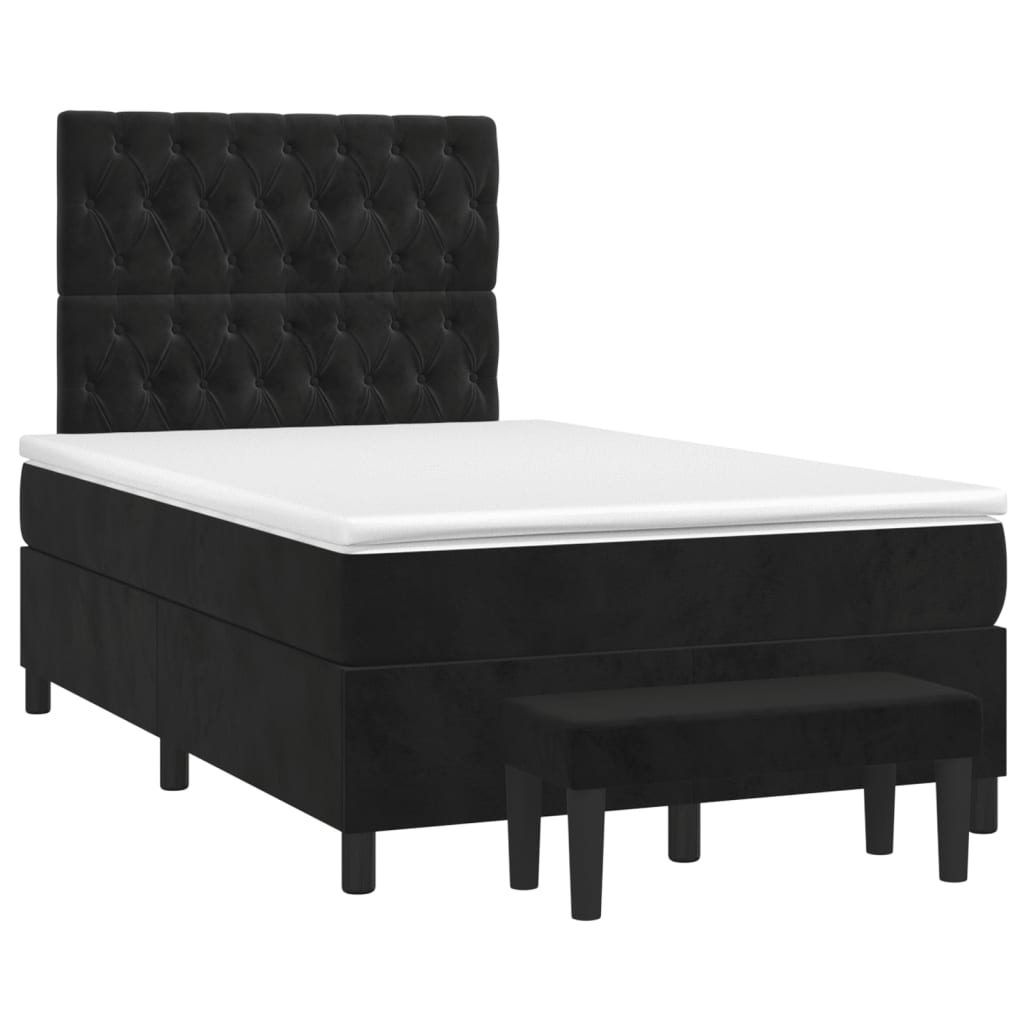 vidaXL Κρεβάτι Boxspring με Στρώμα Μαύρο 120 x 200 εκ. Βελούδινο