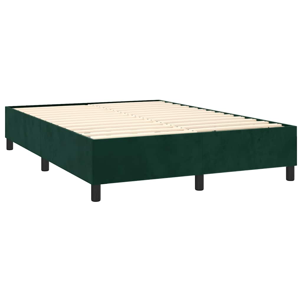 vidaXL Κρεβάτι Boxspring με Στρώμα Σκούρο Πράσινο 140x200εκ. Βελούδινο