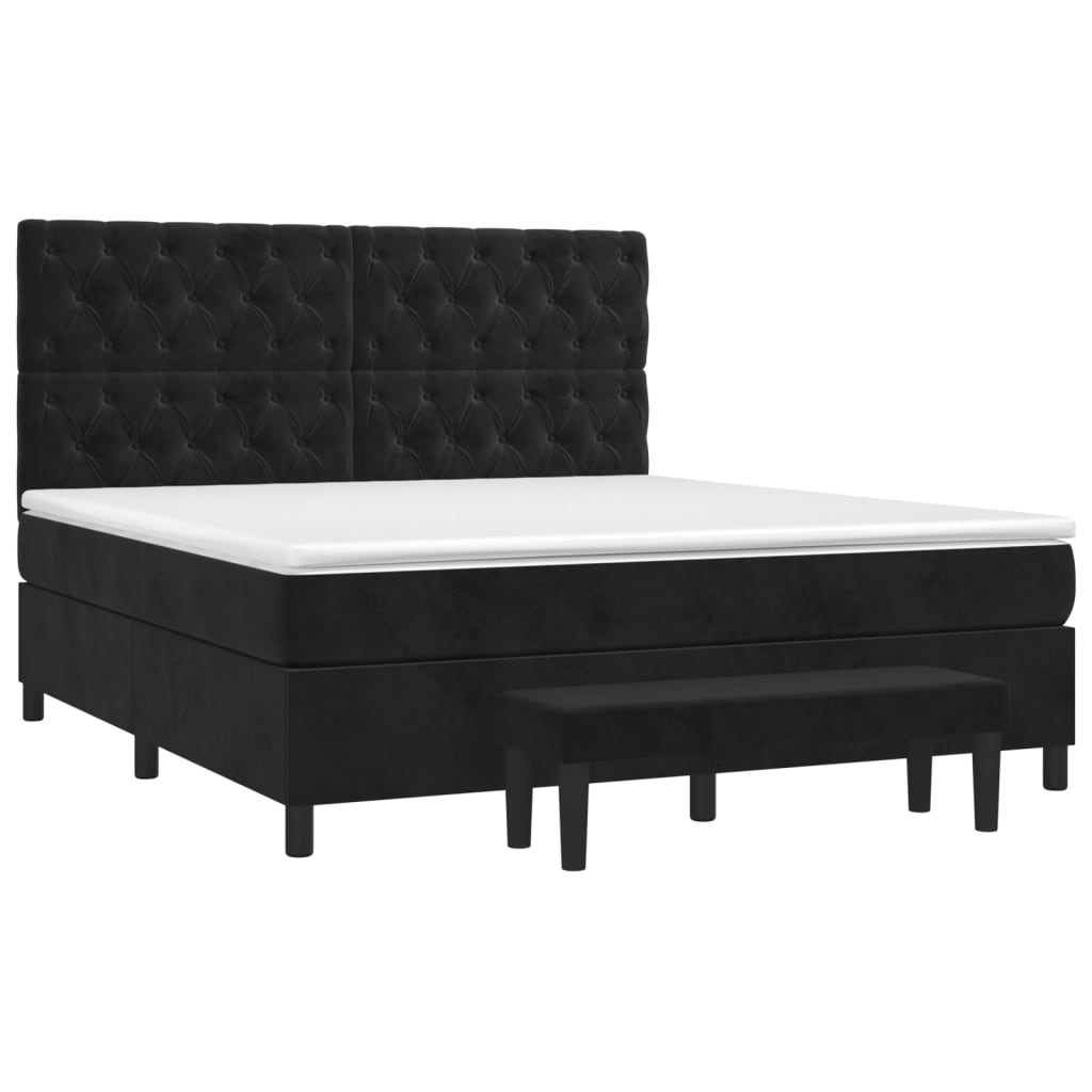 vidaXL Κρεβάτι Boxspring με Στρώμα Μαύρο 160x200 εκ. Βελούδινο