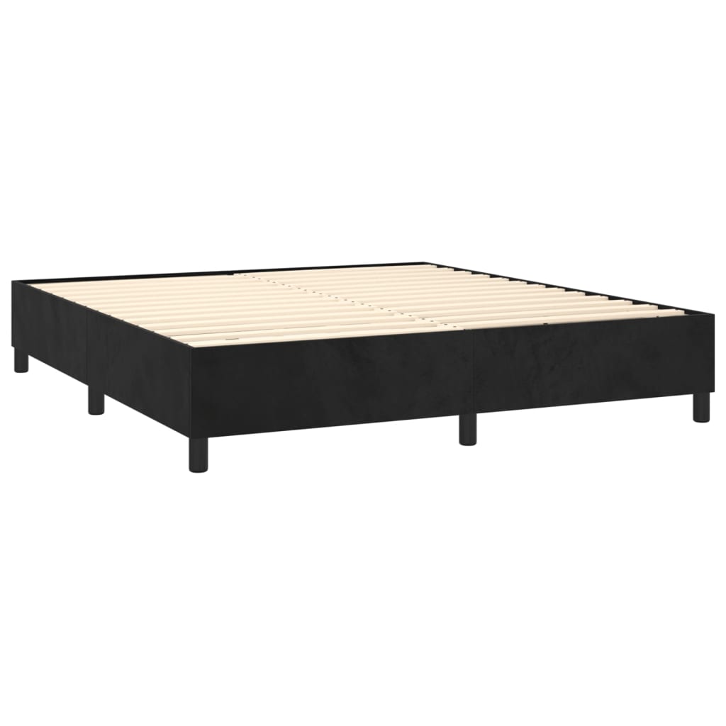 vidaXL Κρεβάτι Boxspring με Στρώμα Μαύρο 160x200 εκ. Βελούδινο