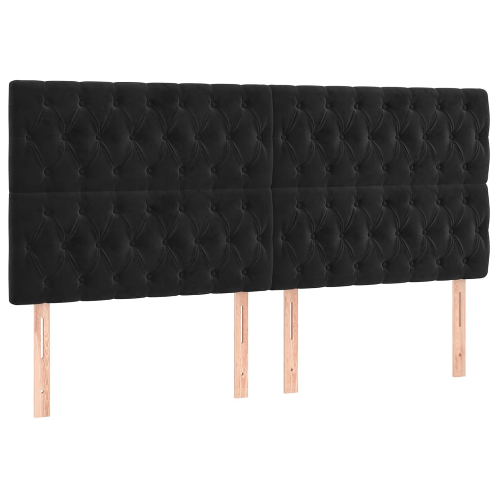 vidaXL Κρεβάτι Boxspring με Στρώμα Μαύρο 200x200 εκ. Βελούδινο