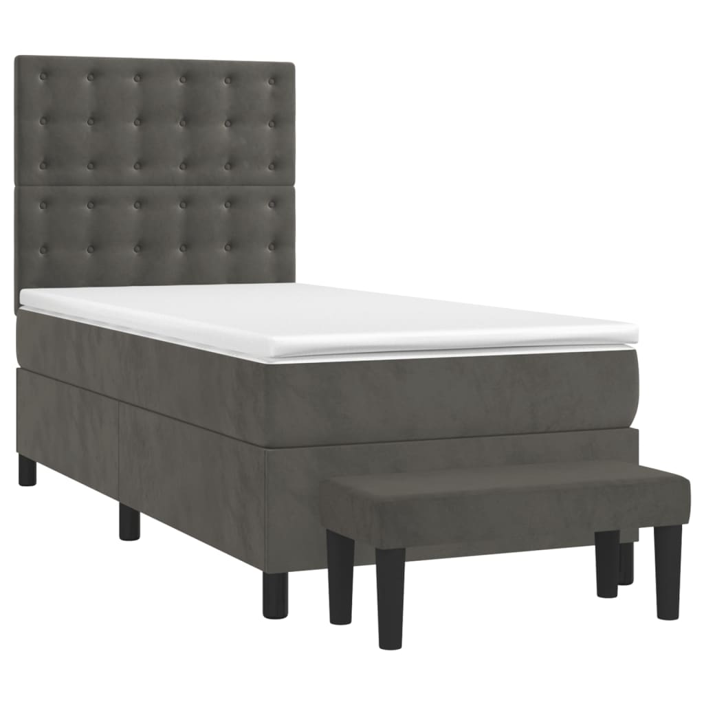 vidaXL Κρεβάτι Boxspring με Στρώμα Σκούρο Γκρι 80x200 εκ. Βελούδινο