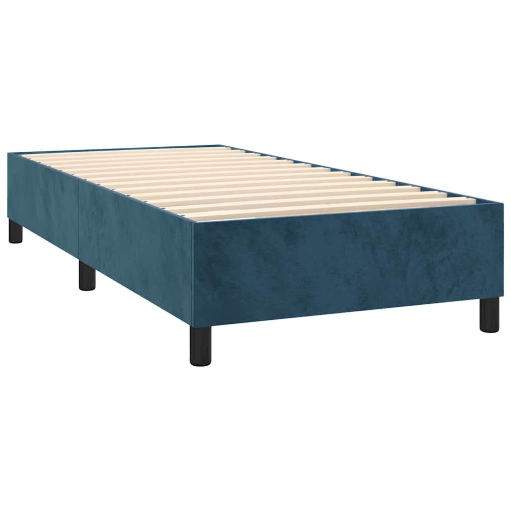 vidaXL Κρεβάτι Boxspring με Στρώμα Σκούρο Μπλε 90x200 εκ. Βελούδινο