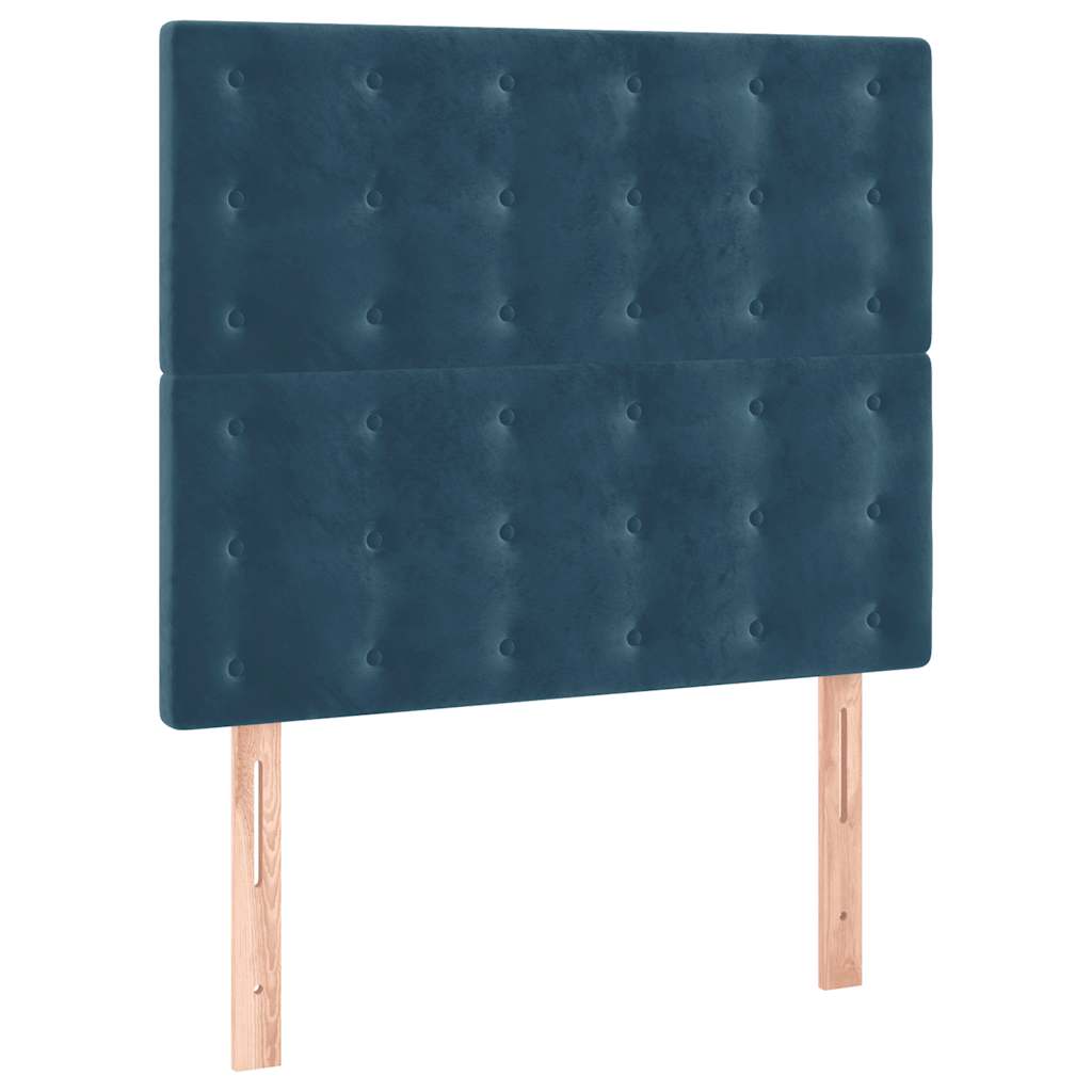 vidaXL Κρεβάτι Boxspring με Στρώμα Σκούρο Μπλε 90x200 εκ. Βελούδινο