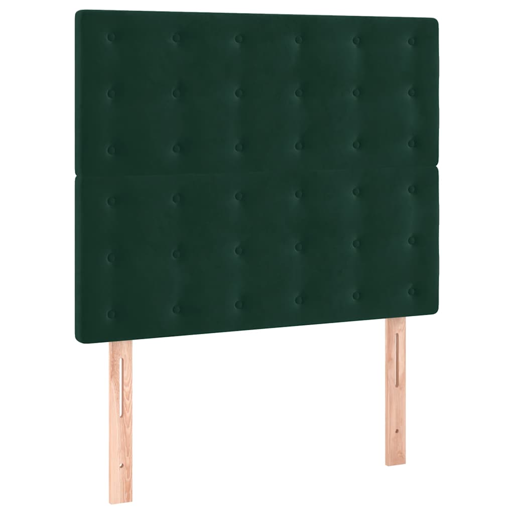 vidaXL Κρεβάτι Boxspring με Στρώμα Σκούρο Πράσινο 100x200εκ. Βελούδινο