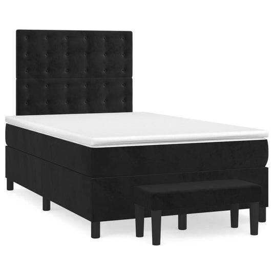 vidaXL Κρεβάτι Boxspring με Στρώμα Μαύρο 120 x 200 εκ. Βελούδινο