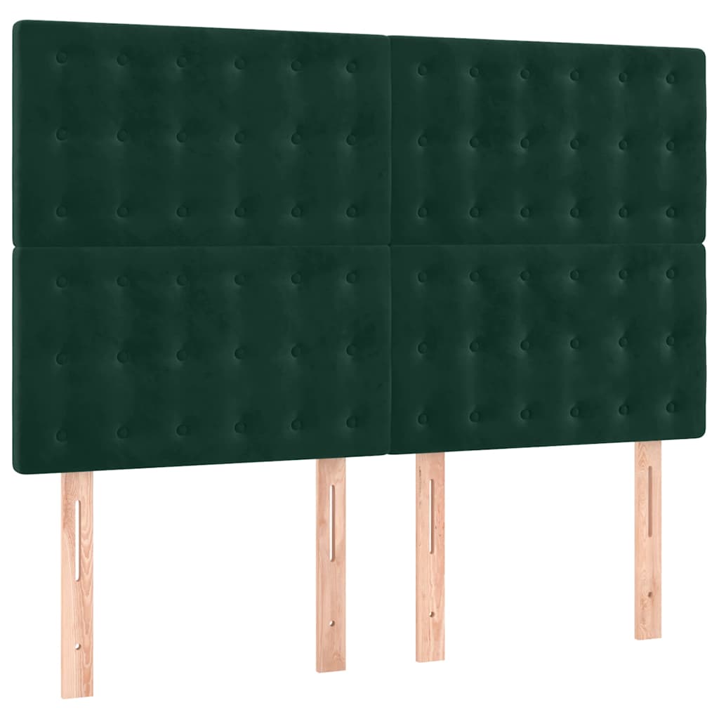 vidaXL Κρεβάτι Boxspring με Στρώμα Σκούρο Πράσινο 140x200εκ. Βελούδινο