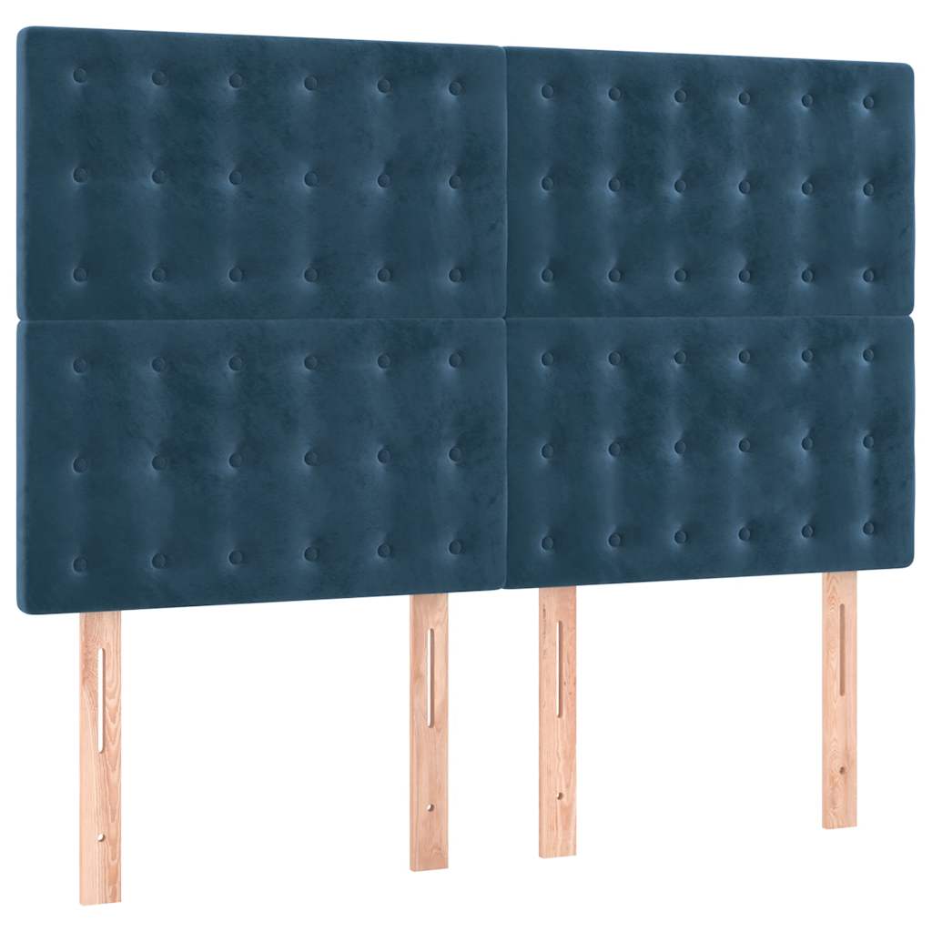 vidaXL Κρεβάτι Boxspring με Στρώμα Σκούρο Μπλε 140x200 εκ. Βελούδινο