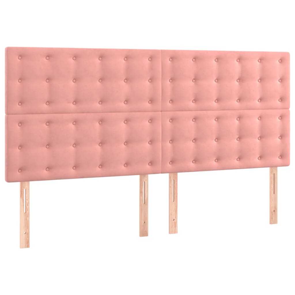 vidaXL Κρεβάτι Boxspring με Στρώμα Ροζ 160x200 εκ. Βελούδινο