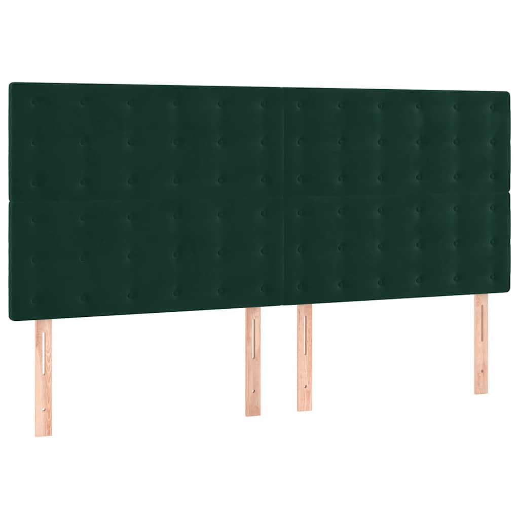 vidaXL Κρεβάτι Boxspring με Στρώμα Σκούρο Πράσινο 200x200εκ. Βελούδινο
