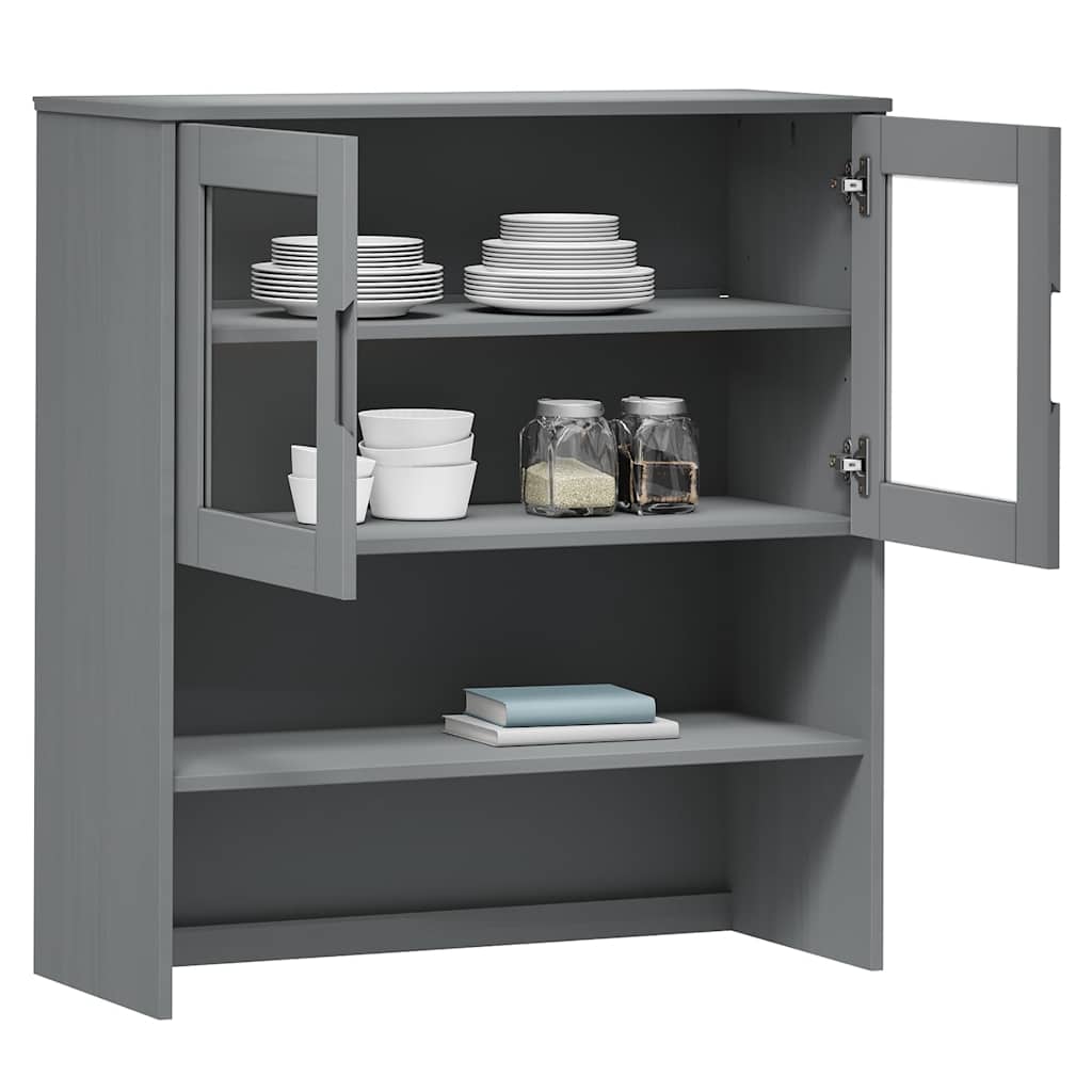 vidaXL Πάνω Μέρος Ντουλαπιού MOLDE Γκρι 90x35x100 εκ. Μασίφ Πεύκο