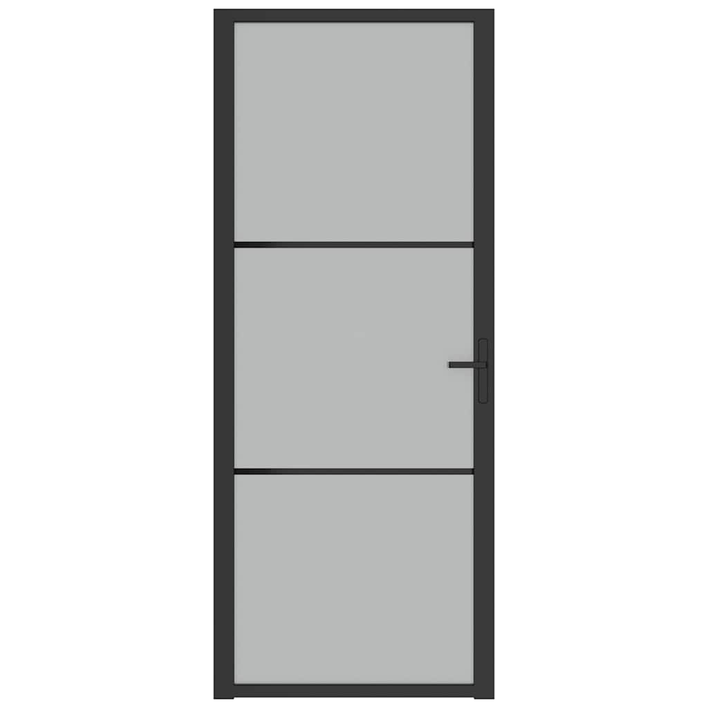 vidaXL Εσωτερική Πόρτα 83 x 201,5 εκ. Μαύρο Ματ Γυαλί και Αλουμίνιο