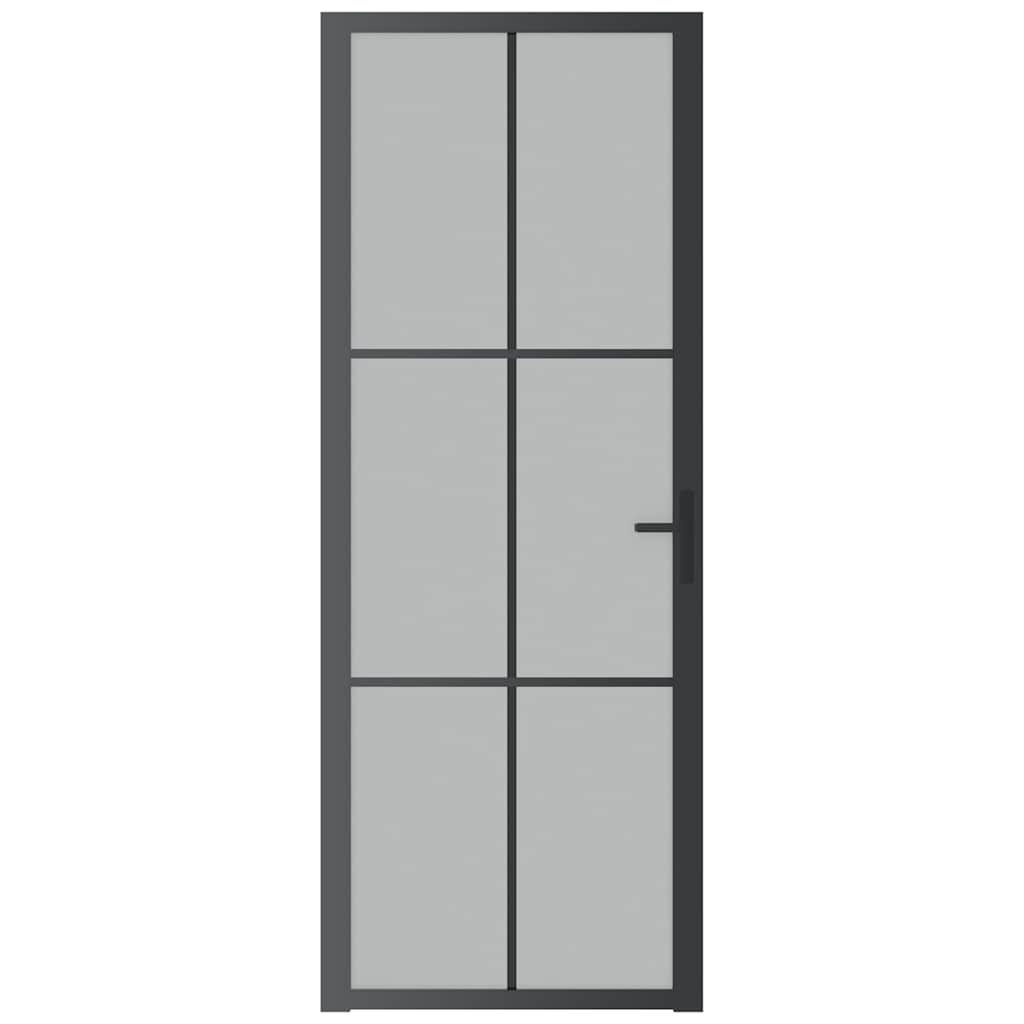 vidaXL Εσωτερική Πόρτα 76x201,5 εκ. Μαύρο Ματ Γυαλί και Αλουμίνιο