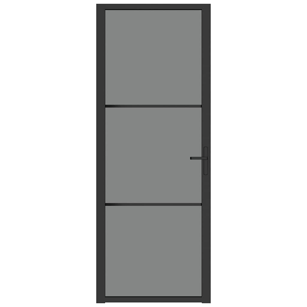 vidaXL Εσωτερική Πόρτα 76x201,5 εκ. Μαύρη ESG Γυαλί και Αλουμίνιο