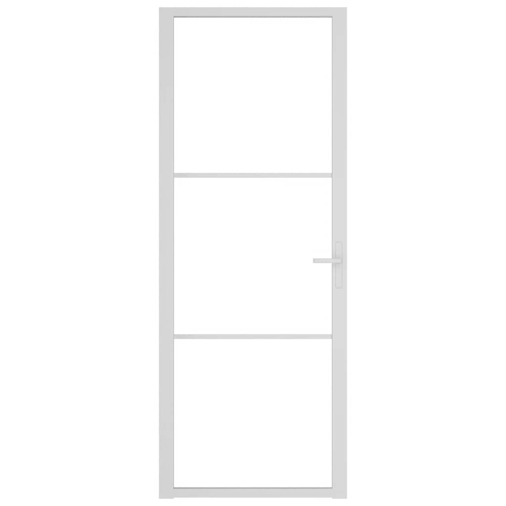 vidaXL Εσωτερική Πόρτα 76 x 201,5 εκ. Λευκό ESG Γυαλί και Αλουμίνιο