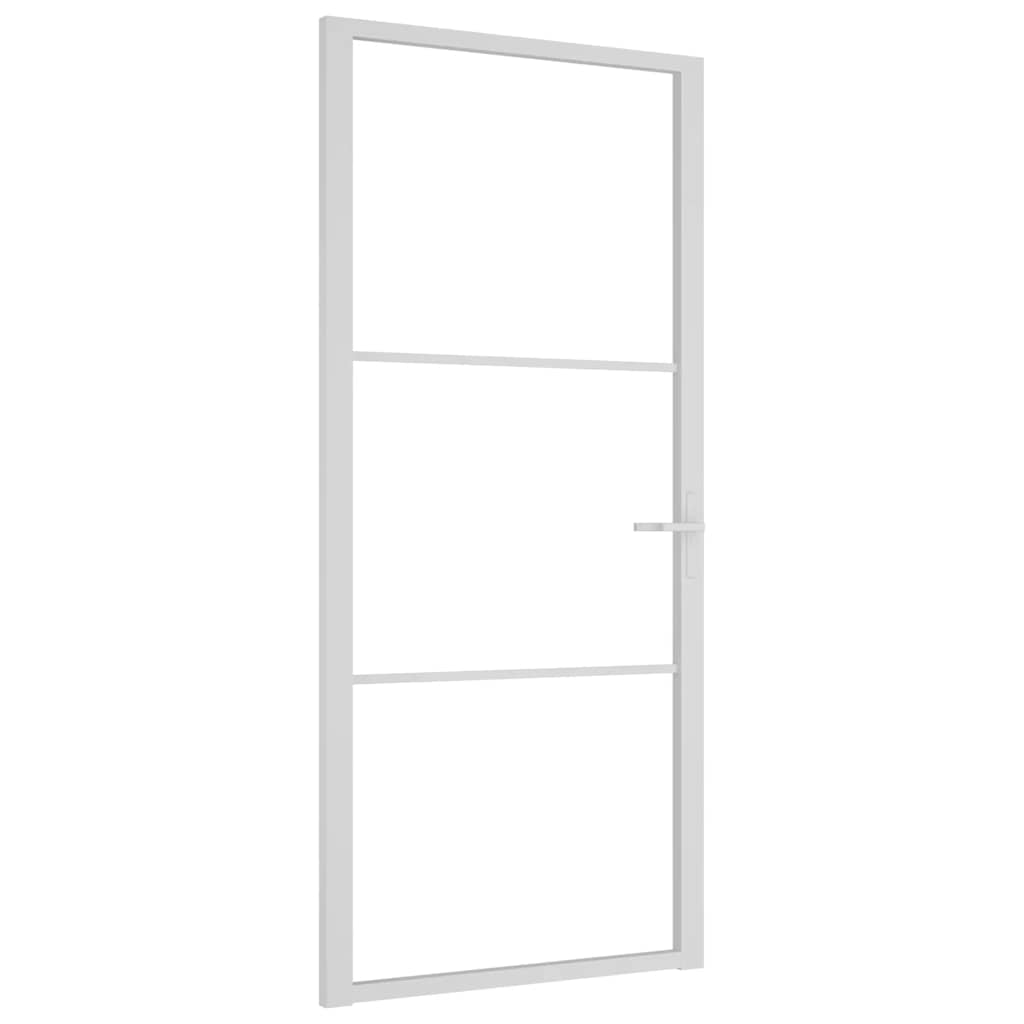 vidaXL Εσωτερική Πόρτα 93x201,5 εκ. Λευκό ESG Γυαλί και Αλουμίνιο