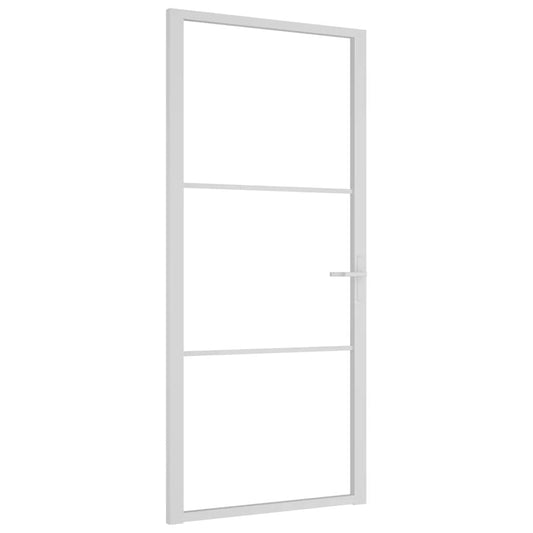 vidaXL Εσωτερική Πόρτα 93x201,5 εκ. Λευκό ESG Γυαλί και Αλουμίνιο