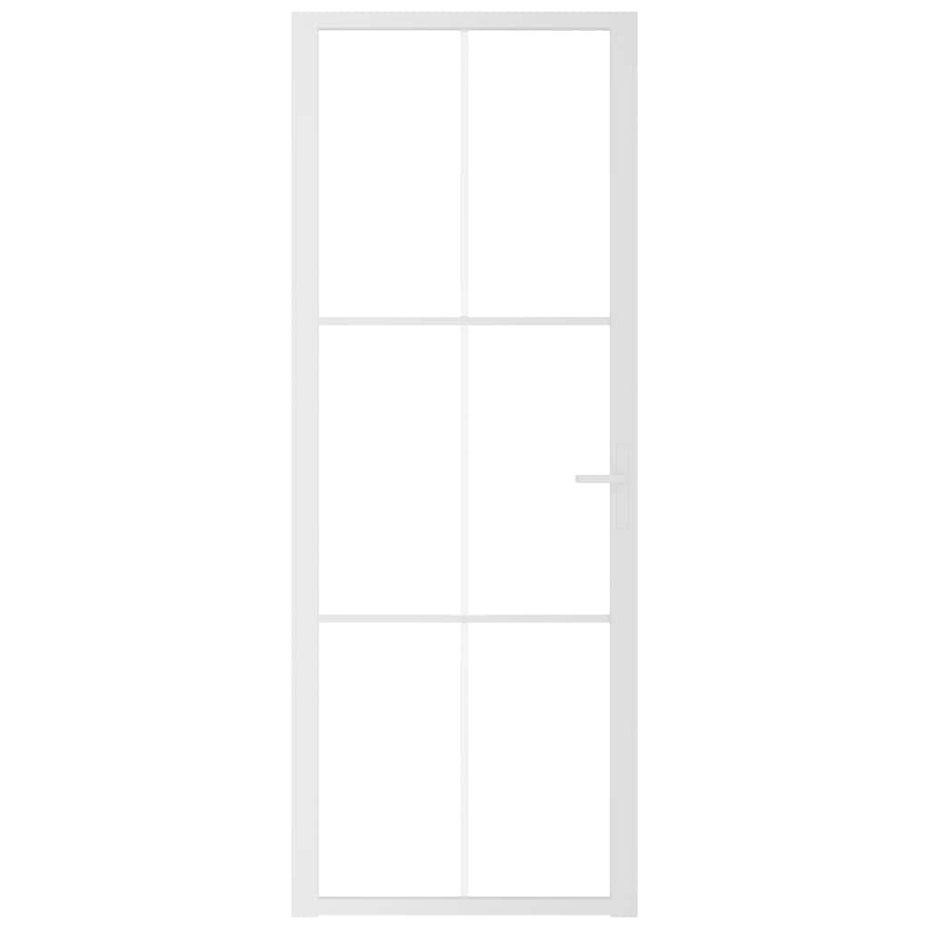 vidaXL Εσωτερική Πόρτα 76 x 201,5 εκ. Λευκό ESG Γυαλί και Αλουμίνιο