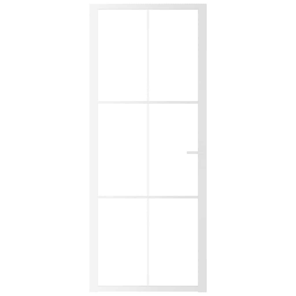 vidaXL Εσωτερική Πόρτα 83x201,5 εκ. Λευκό ESG Γυαλί και Αλουμίνιο