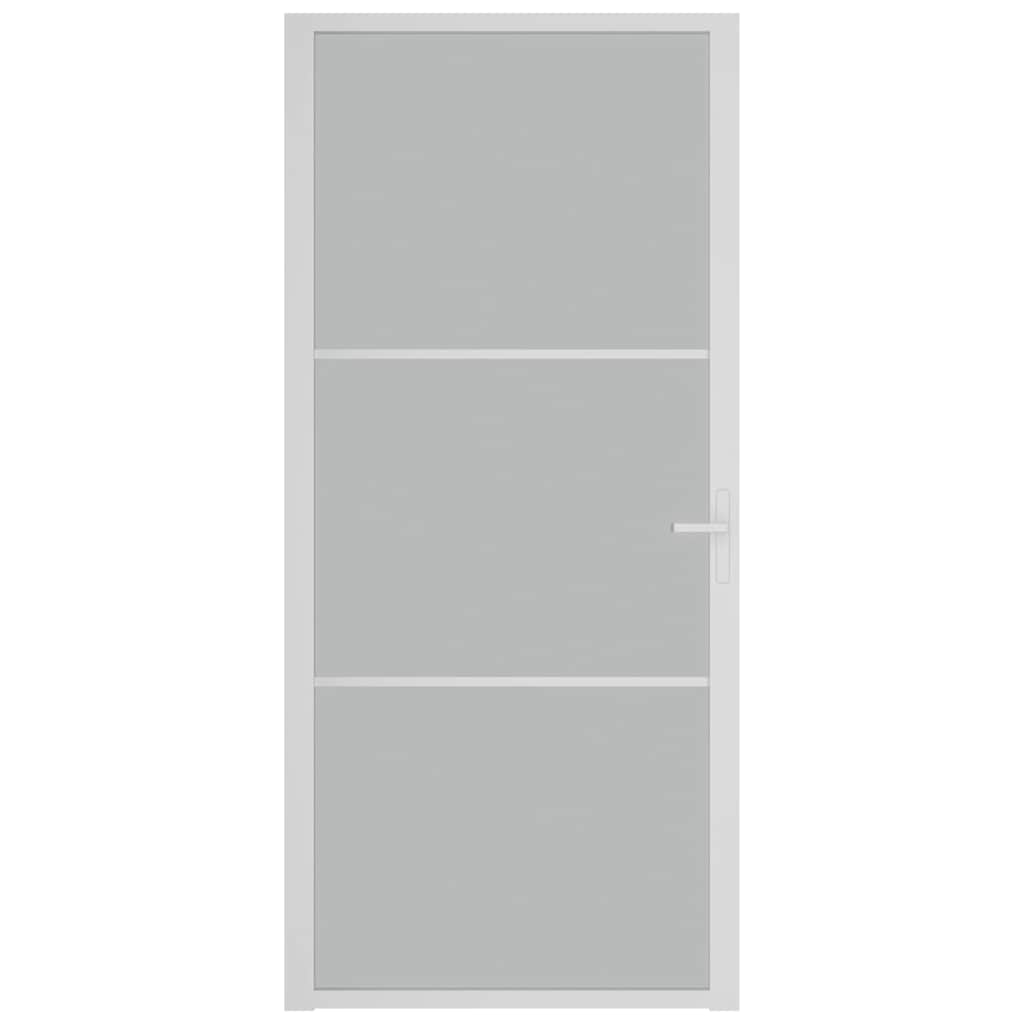 vidaXL Εσωτερική Πόρτα 93x201,5 εκ. Λευκό Ματ Γυαλί και Αλουμίνιο
