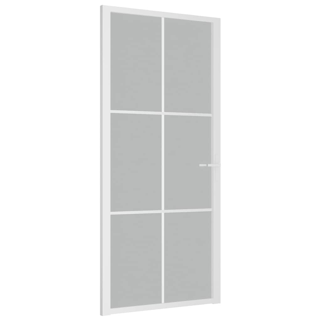 vidaXL Εσωτερική Πόρτα 93x201,5 εκ. Λευκό Ματ Γυαλί και Αλουμίνιο
