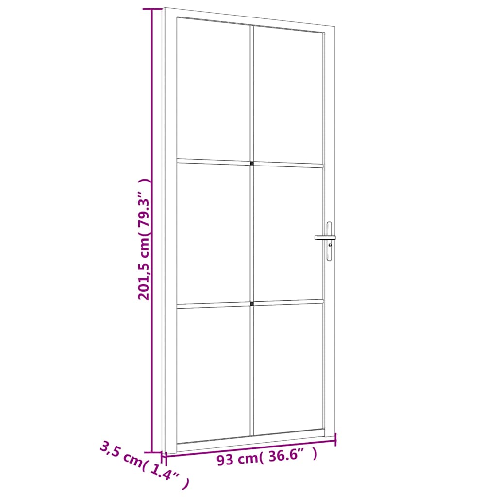 vidaXL Εσωτερική Πόρτα 93x201,5 εκ. Λευκό Ματ Γυαλί και Αλουμίνιο