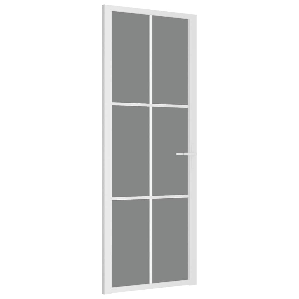 vidaXL Εσωτερική Πόρτα 76 x 201,5 εκ. Λευκό ESG Γυαλί και Αλουμίνιο