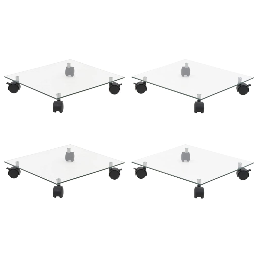 vidaXL Βάσεις Φυτών με Ρόδες 4 τεμ. Τετράγωνες 35x35 εκ. Ψημένο Γυαλί