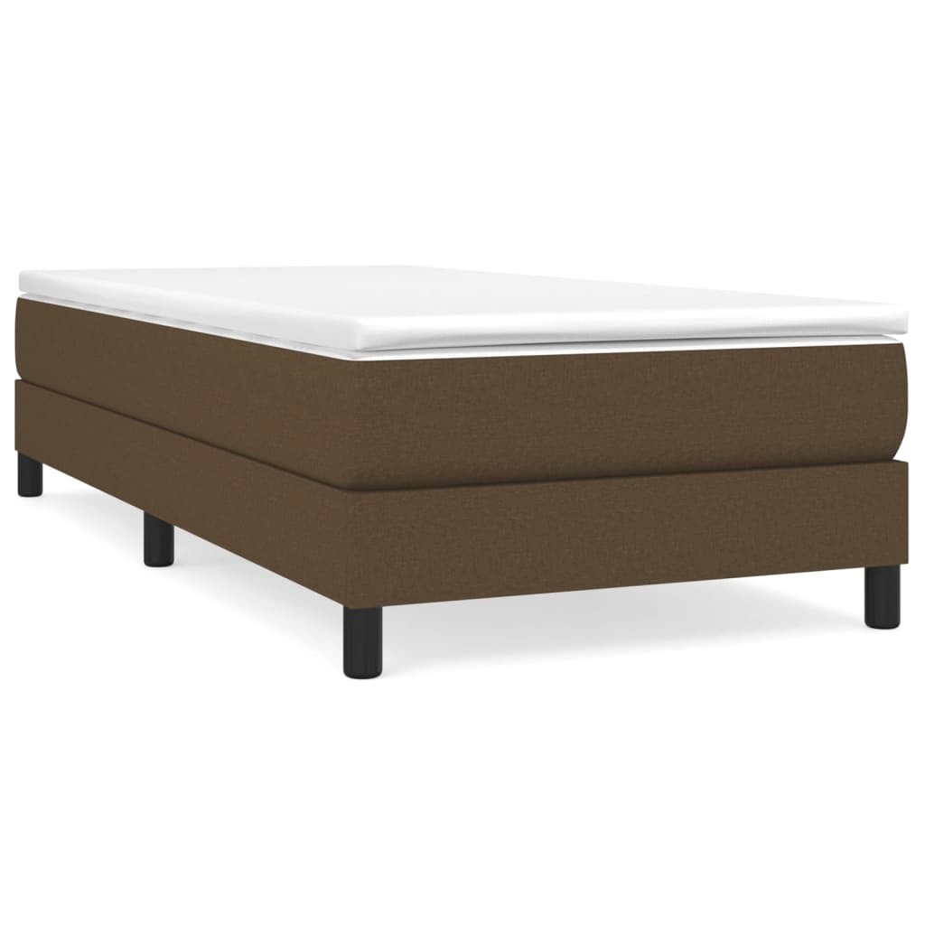 vidaXL Κρεβάτι Boxspring με Στρώμα Σκούρο Καφέ 90x200 εκ. Υφασμάτινο