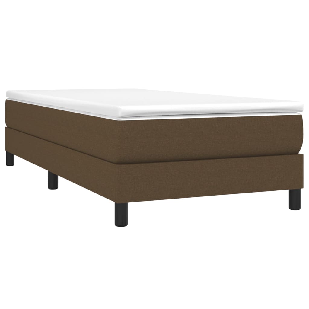 vidaXL Κρεβάτι Boxspring με Στρώμα Σκούρο Καφέ 90x200 εκ. Υφασμάτινο