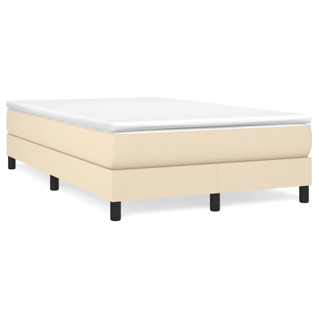 vidaXL Κρεβάτι Boxspring με Στρώμα Κρεμ 120x200 εκ. Υφασμάτινο