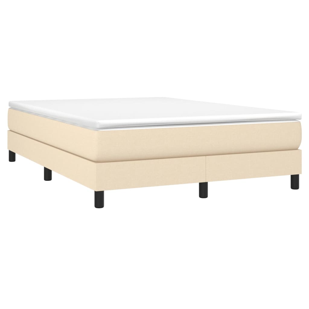 vidaXL Κρεβάτι Boxspring με Στρώμα Κρεμ 140x190 εκ. Υφασμάτινο