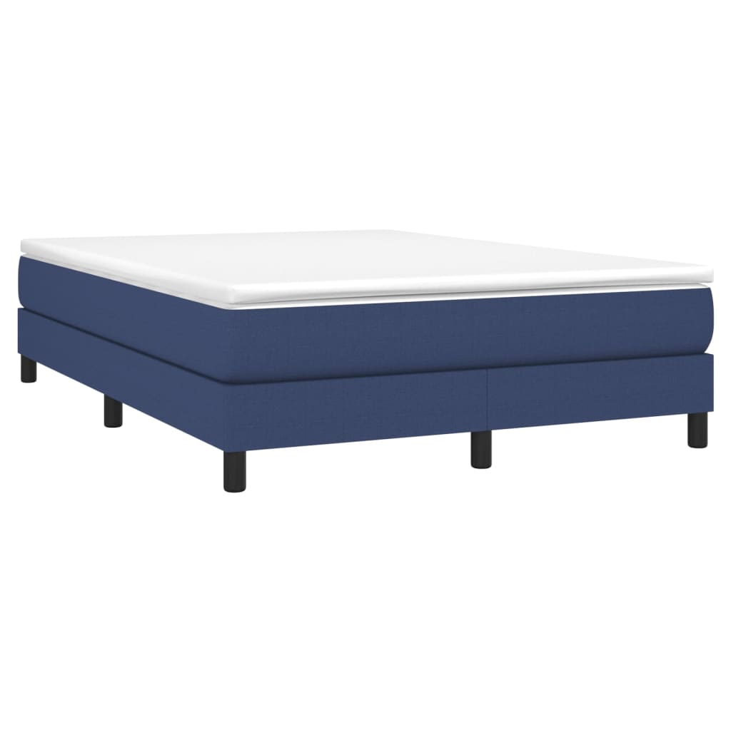 vidaXL Κρεβάτι Boxspring με Στρώμα Μπλε 140x190 εκ. Υφασμάτινο