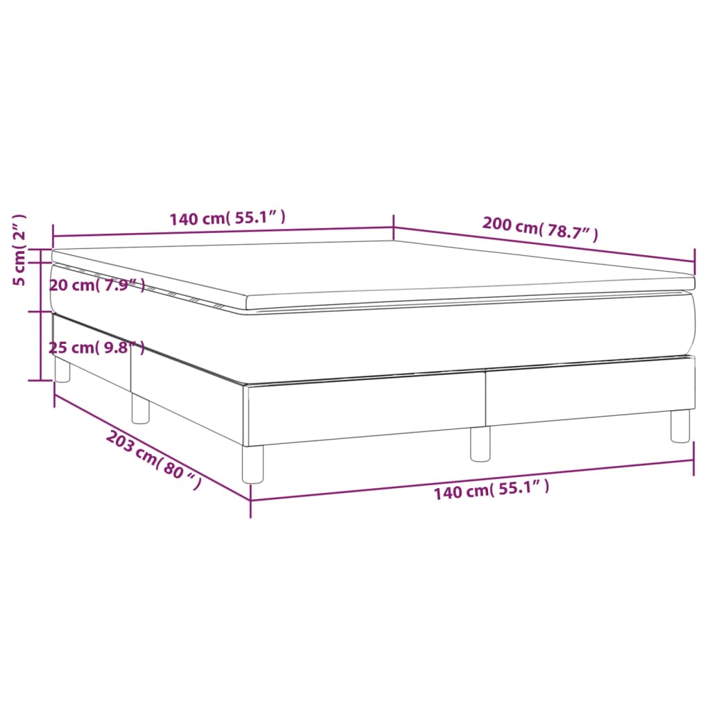 vidaXL Κρεβάτι Boxspring με Στρώμα Taupe 140x200 εκ. Υφασμάτινο