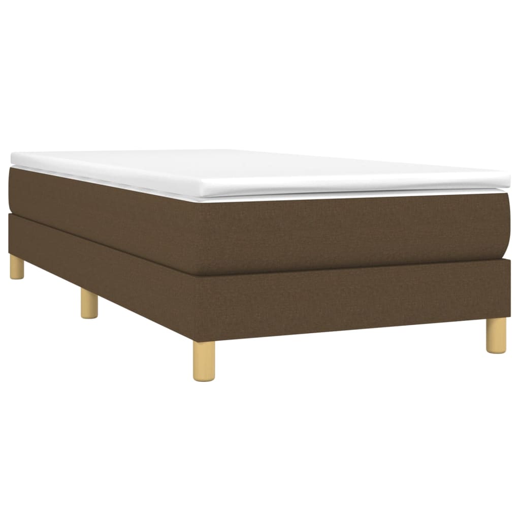 vidaXL Κρεβάτι Boxspring με Στρώμα Σκούρο Καφέ 90x190 εκ. Υφασμάτινο