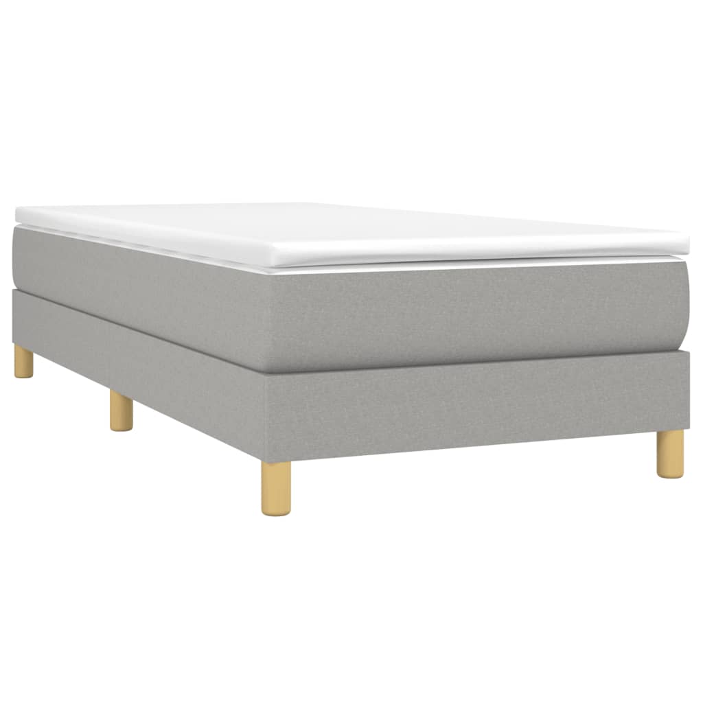vidaXL Κρεβάτι Boxspring με Στρώμα Ανοιχτό Γκρι 90x200 εκ. Υφασμάτινο