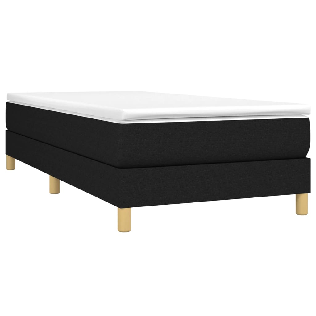 vidaXL Κρεβάτι Boxspring με Στρώμα Μαύρο 90x200 εκ. Υφασμάτινο