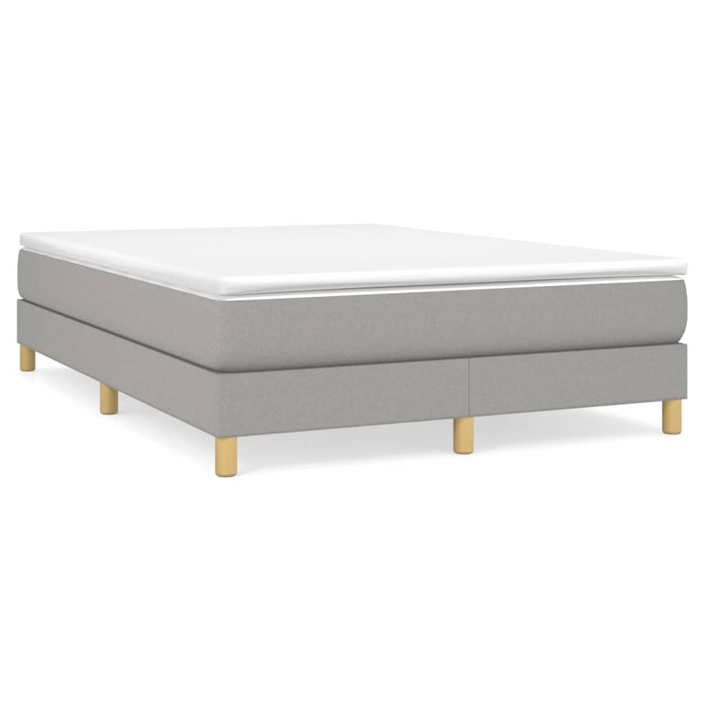 vidaXL Κρεβάτι Boxspring με Στρώμα Ανοιχτό Γκρι 140x190 εκ. Υφασμάτινο