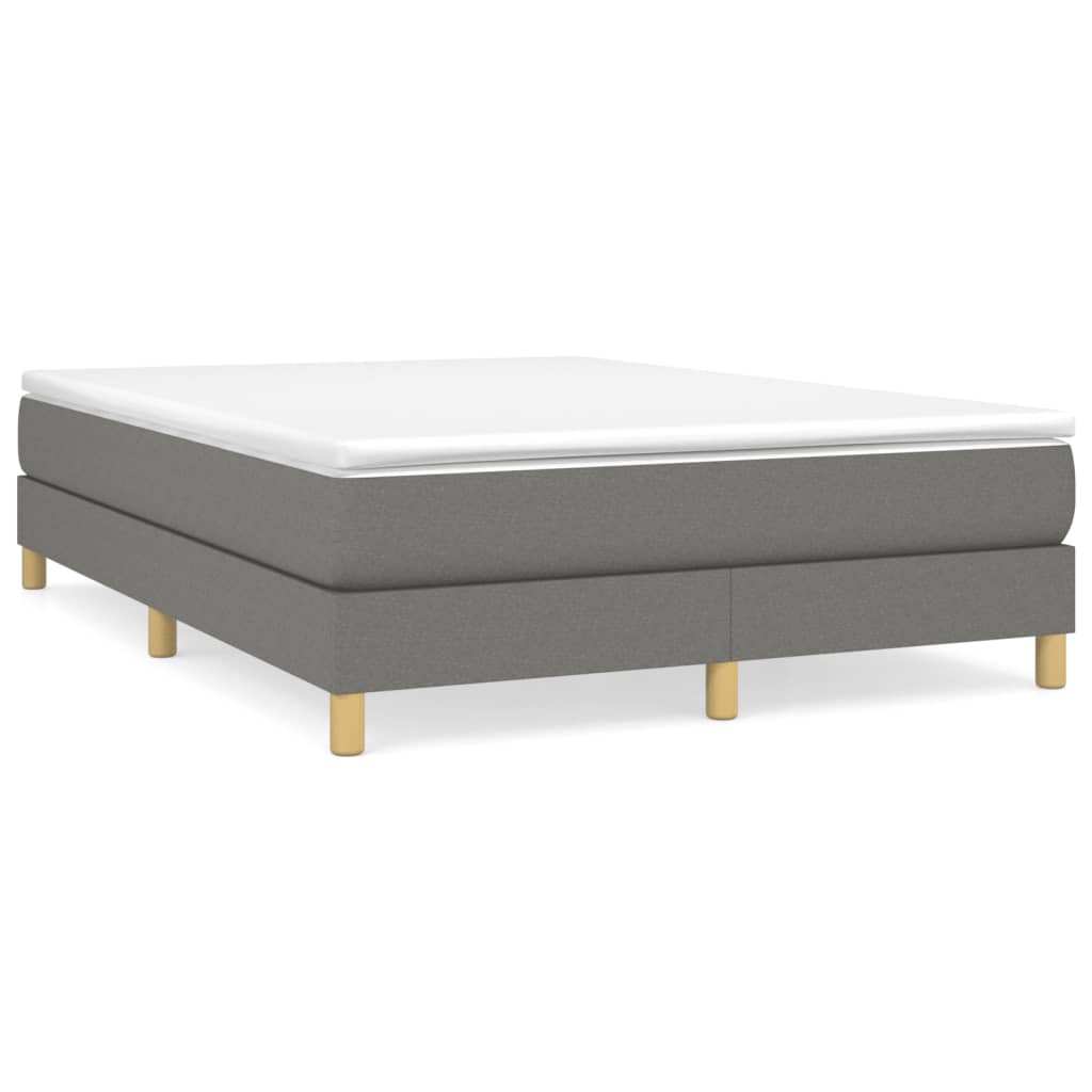 vidaXL Κρεβάτι Boxspring με Στρώμα Σκούρο Γκρι 140x200 εκ Υφασμάτινο