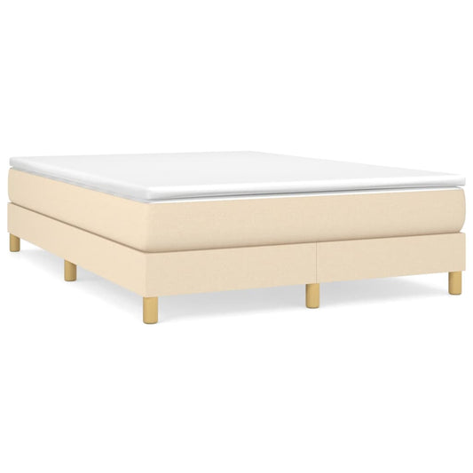 vidaXL Κρεβάτι Boxspring με Στρώμα Κρεμ 140x200 εκ. Υφασμάτινο
