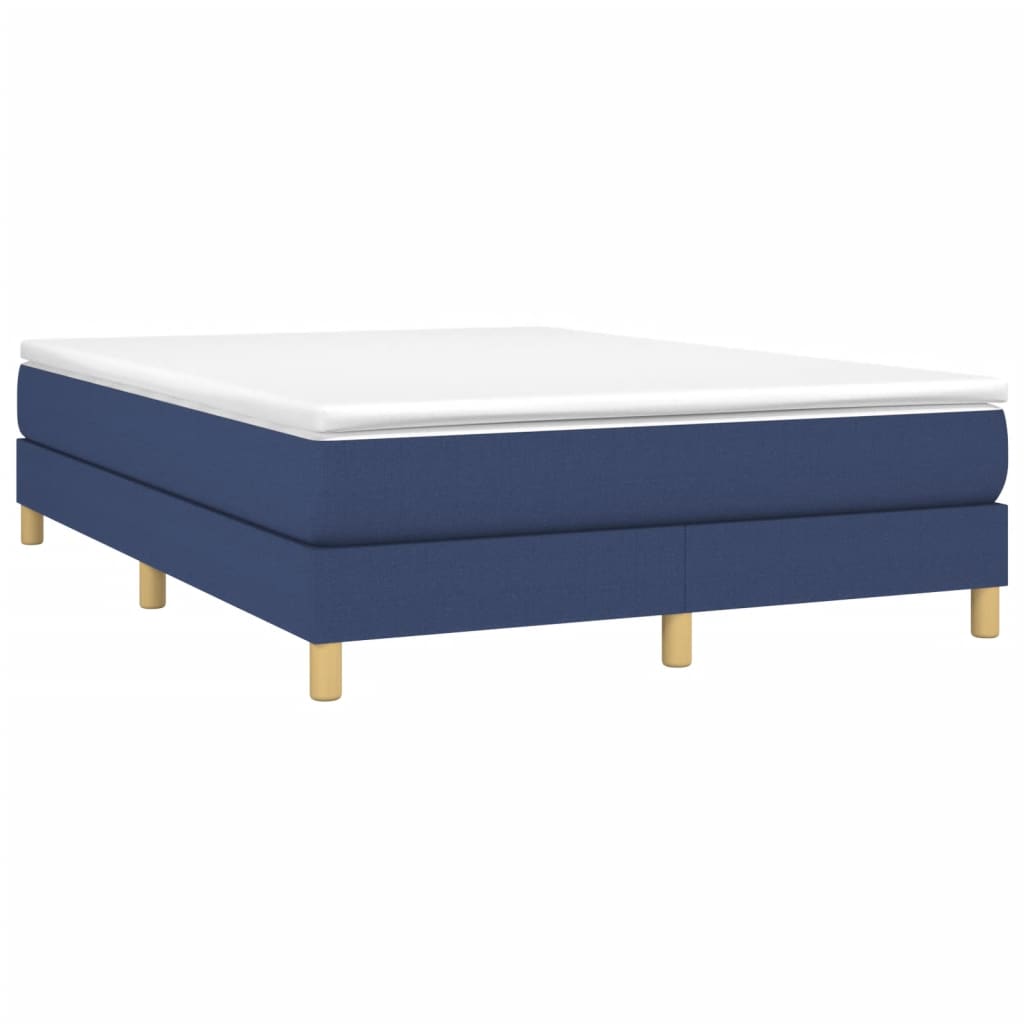 vidaXL Κρεβάτι Boxspring με Στρώμα Μπλε 140x200 εκ. Υφασμάτινο