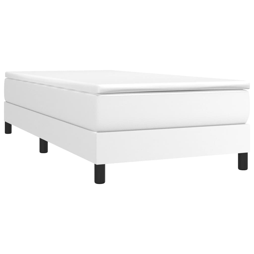 vidaXL Κρεβάτι Boxspring με Στρώμα Λευκό 80 x 200 εκ. Συνθετικό Δέρμα